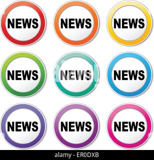 Illustration of news icons various colors set Stock Vector