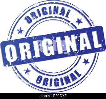 Illustration of original blue stamp on white background Stock Vector