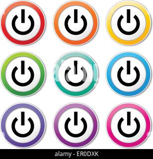 Illustration of power icons various colors set Stock Vector