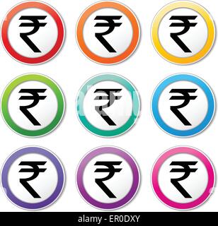 Illustration of rupee icons various colors set Stock Vector