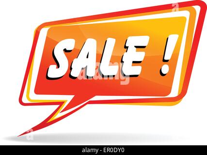 Illustration of sale orange speech on white background Stock Vector