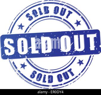 Illustration of sold out blue stamp on white background Stock Vector