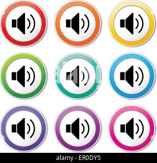 Illustration of speaker icons various colors set Stock Vector