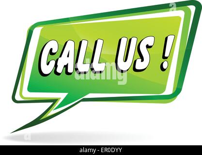 illustration of green call us speech on white background Stock Vector