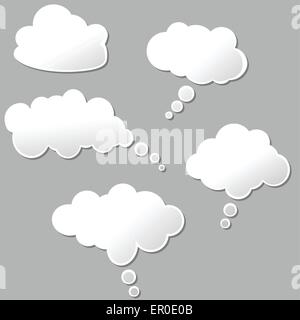 illustration of set of white design clouds Stock Vector