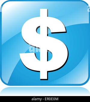 Illustration of blue square design icon for dollar Stock Vector