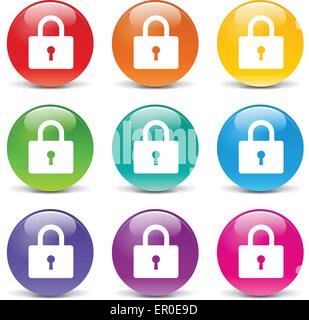 Illustration of padlock icons various colors set Stock Vector