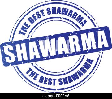 illustration of blue shawarma stamp on white background Stock Vector