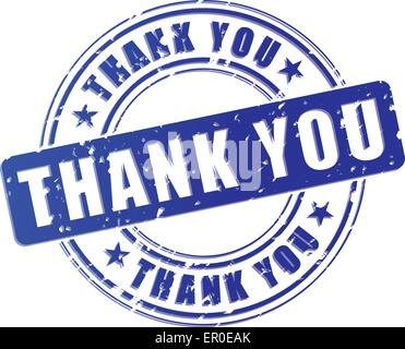 illustration of blue thank you stamp on white background Stock Vector