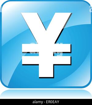 Illustration of blue square design icon for yen Stock Vector