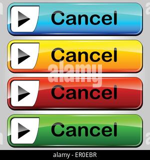 illustration of colorful web buttons for cancel Stock Vector