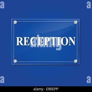 illustration of reception transparent sign on blue background Stock Vector