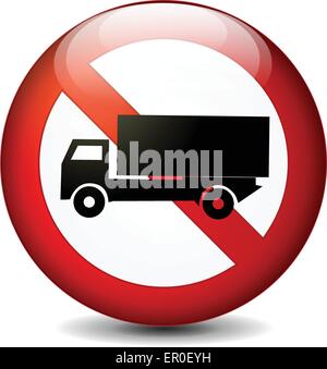 illustration of no trucks round sign on white background Stock Vector