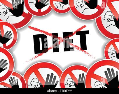 illustration of no diet abstract concept background Stock Vector