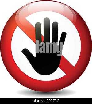illustration of stop with hand round sign on white background Stock Vector