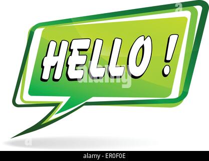 illustration of green design speech for hello Stock Vector