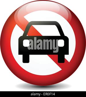 illustration of no cars round sign on white background Stock Vector