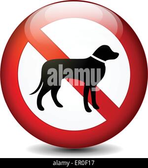 illustration of no dogs round sign on white background Stock Vector