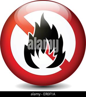 illustration of no fire round sign on white background Stock Vector