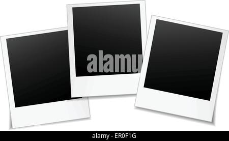 illustration of three blank photos on white background Stock Vector