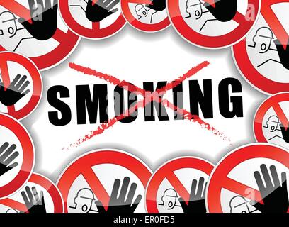 illustration of no smoking abstract concept background Stock Vector