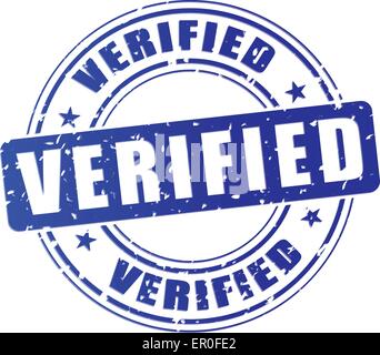 illustration of blue stamp icon for verified Stock Vector