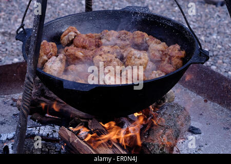 Cauldron or Camping Kettle Over Open Fire Outdoors Stock Image - Image of  equipment, meal: 152245427