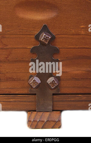 Detail of the lock on an old vintage trunk Stock Photo