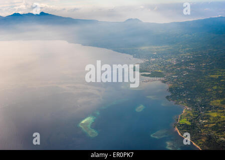 Aerial view of Maumere city, Flores Island, Indonesia. Stock Photo