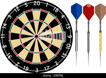 Dartboard with Darts Stock Vector