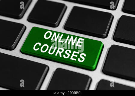 online courses green button on keyboard Stock Photo