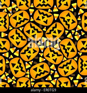 Seamless Jack O'Lantern and Candy Corn Background Stock Vector