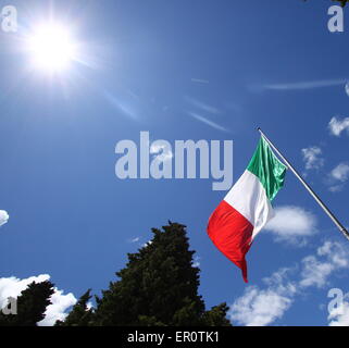 Gorizia, Italy. 24th May, 2015. Italian flag during the visit of the Italian President of the Republic Sergio Mattarella in the Area Sacra of Monte San Michele at 100th anniversary of Italy's entry into World War on 24 Sunday May 2015 in Sagrado (Go). Credit:  Andrea Spinelli/Alamy Live News Stock Photo