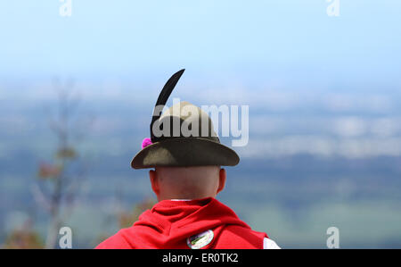 Gorizia, Italy. 24th May, 2015. A man looks panorama during the visit of the Italian President of the Republic Sergio Mattarella in the Area Sacra of Monte San Michele at 100th anniversary of Italy's entry into World War on 24 Sunday May 2015 in Sagrado (Go). Credit:  Andrea Spinelli/Alamy Live News Stock Photo