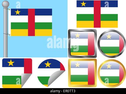 Flag Set Central African Republic Stock Vector
