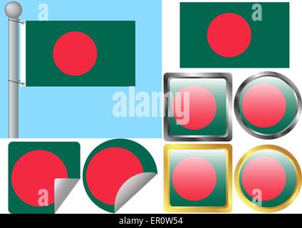 Flag Set Bangladesh Stock Vector