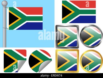 Flag Set South Africa Stock Vector