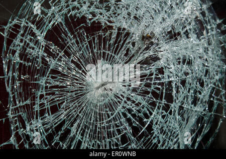 broken laminated glass window Stock Photo