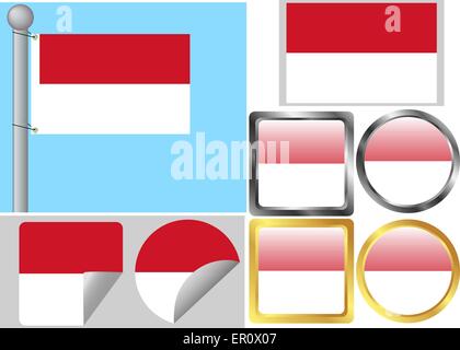 Flag Set Indonesia Stock Vector