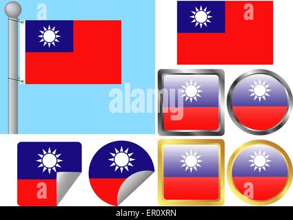 Flag Set Taiwan Stock Vector