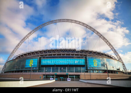 LONDON - APRIL 6: Wembley stadium on April 6, 2015 in London, UK. It's a football stadium in Wembley Park, which opened in 2007 Stock Photo