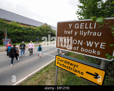 Hay-on-Wye, Wales, UK. 24th May, 2015. Sign to the Hay Festival on May 24, 2015 in Hay-on-Wye, Wales. The Hay Festival is an annual festival of literature and arts which began in 1988. Credit:  Mark Harvey/Alamy Live News Stock Photo
