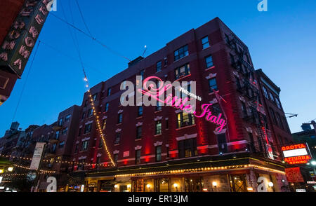 Little Italy welcome sign on Mulberry Street in New York City Stock Photo