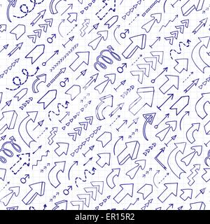 Seamless background of doodle arrows. Stock Vector