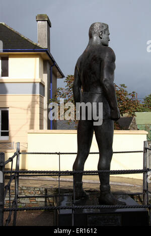 Statue of world champion wrestler Danno O'Mahony at Ballydehob in Ireland Stock Photo