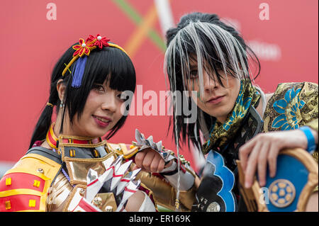 London, UK. 24 May 2015. Cosplay characters pose, as fans of comic books, anime, games and more gather together for the bi-annual MCM Comic-Con event at the Excel Centre which celebrates pop culture. Credit:  Stephen Chung / Alamy Live News Stock Photo