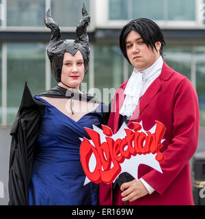 London, UK. 24 May 2015. Cosplay characters pose, as fans of comic books, anime, games and more gather together for the bi-annual MCM Comic-Con event at the Excel Centre which celebrates pop culture. Credit:  Stephen Chung / Alamy Live News Stock Photo