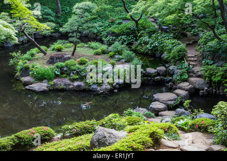 Tonogayato Garden is a landscape type  garden in Kokubunji, Tokyo. Stock Photo