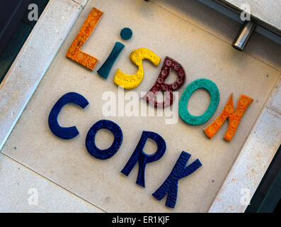 LISBON, PORTUGAL - MARCH 06, 2015:  Sign advertising Lisbon Cork Stock Photo