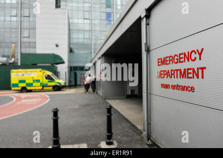 Ambulance outside a hospital Accident and Emergency department. Stock Photo